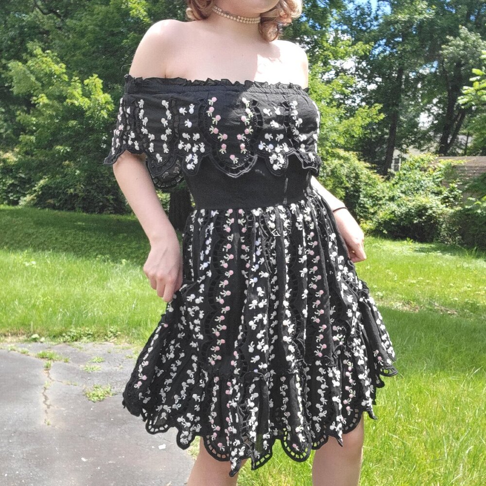 ❝ LOVE SAM NWT Ava Keepsake Rose Embroidered Beaded Mini Dress ❞
